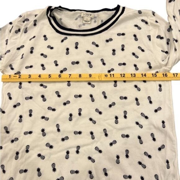 J Crew Factory pineapple print lightweight crew neck Teddie sweater Size Small - Picture 6 of 10